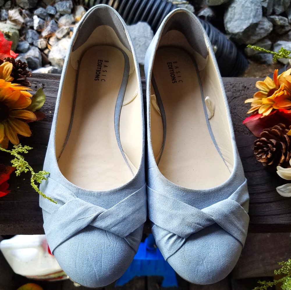 Baby Blue suede flats